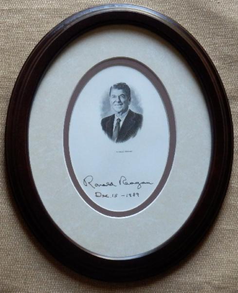 NEW ITEM Ronald Reagan Signed and Dated Engraving